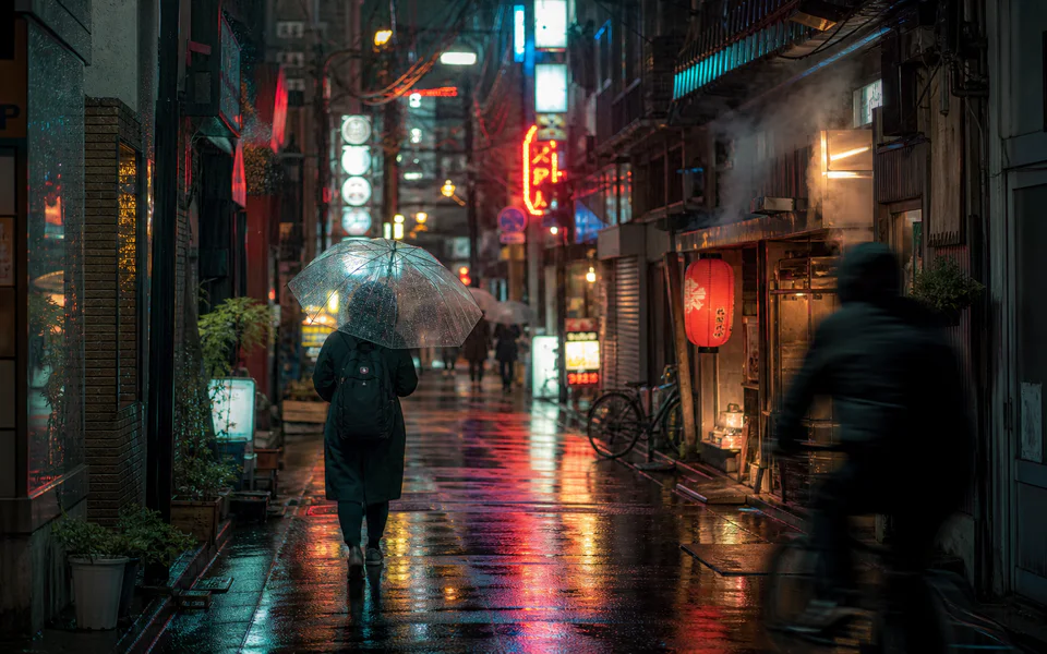 Tokyo’da neon yağmur sokağı promptu için örnek görsel çıktı Tokyo’da neon yağmur sokağı promptu için örnek görsel çıktı